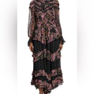 Hemant& Nandita Gloral Clip Dot Tiered Dress